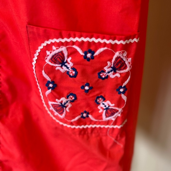 Vintage KENROSE Ken Robes Size 12 Embroidered Red Lounge Day Dress Robe Zip Up - Picture 7 of 16